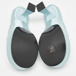 Versace Mint Green Satin Medusa Biggie Mules Size 40