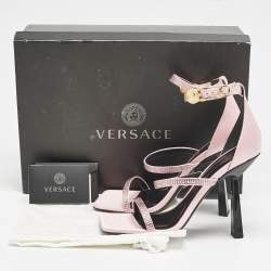 Versace Pink Satin Safety Pin Ankle Strap Sandals Size 37