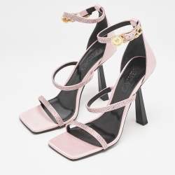 Versace Pink Satin Safety Pin Ankle Strap Sandals Size 37