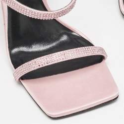 Versace Pink Satin Safety Pin Ankle Strap Sandals Size 37