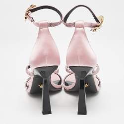 Versace Pink Satin Safety Pin Ankle Strap Sandals Size 37