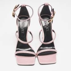Versace Pink Satin Safety Pin Ankle Strap Sandals Size 37