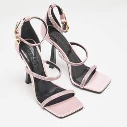Versace Pink Satin Safety Pin Ankle Strap Sandals Size 37