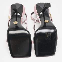 Versace Pink Satin Safety Pin Ankle Strap Sandals Size 37