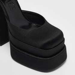 Versace Black Satin Medusa Aevitas Double Platform Pumps Size 40