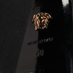 Versace Black Satin Medusa Aevitas Double Platform Pumps Size 40