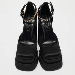Versace Black Satin Medusa Aevitas Double Platform Pumps Size 40