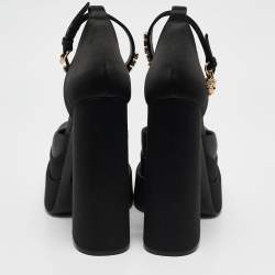 Versace Black Satin Medusa Aevitas Double Platform Pumps Size 40