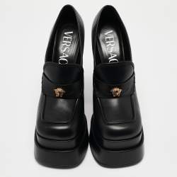 Versace Black Leather Juno Platform Pumps Size 41