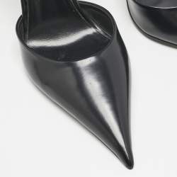 Versace Black Leather Decollete Triple Ankle Strap Pumps Size 37