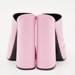 Pre Owned Versace Pink Leather Aevitas Double Platform Mules Size 38