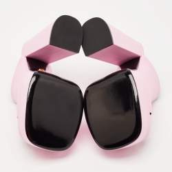 Pre Owned Versace Pink Leather Aevitas Double Platform Mules Size 38