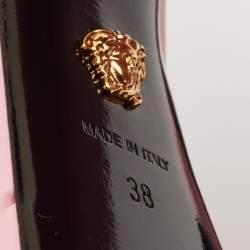 Pre Owned Versace Pink Leather Aevitas Double Platform Mules Size 38