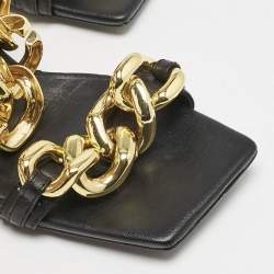 Pre Owned صندل فيرساتشي ميدوسا جلد رصاصي ميتالك سير كاحل بسلسلة مقاس 38