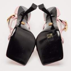 Versace Pink Satin Safety Pin Ankle Strap Sandals Size 39
