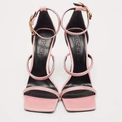 Versace Pink Satin Safety Pin Ankle Strap Sandals Size 39