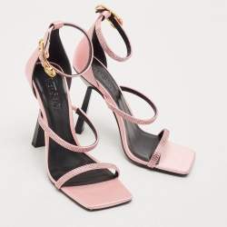 Versace Pink Satin Safety Pin Ankle Strap Sandals Size 39
