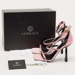 Versace Pink Satin Safety Pin Ankle Strap Sandals Size 39