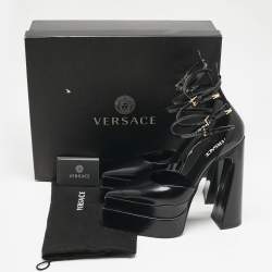 Versace Black Leather Aevitas Double Platform Pumps Size 41