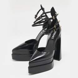 Versace Black Leather Aevitas Double Platform Pumps Size 41
