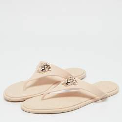 Versace Cream Rubber Medusa Flat Slides Size 38.5