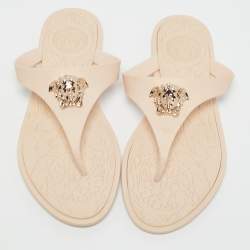 Versace Cream Rubber Medusa Flat Slides Size 38.5