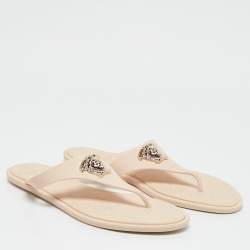 Versace Cream Rubber Medusa Flat Slides Size 38.5
