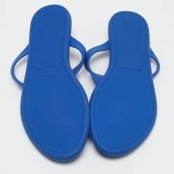 Versace Blue Rubber Medusa Thong Slide Flats Size 38.5
