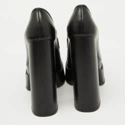 Versace Black Leather Aevitas Platform Block Heel Pumps Size 39