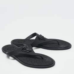 Versace Black Rubber Medusa Thong Flats Size 38.5