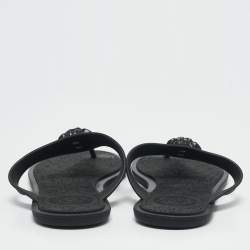 Versace Black Rubber Medusa Thong Flats Size 38.5