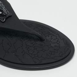 Versace Black Rubber Medusa Thong Flats Size 38.5