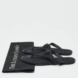 Versace Black Rubber Medusa Thong Flats Size 38.5
