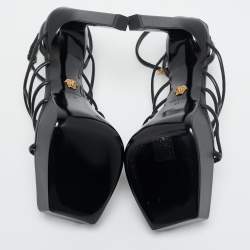 Versace Black Leather Greca Cage Platform Sandals Size 41