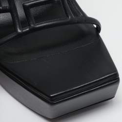 Versace Black Leather Greca Cage Platform Sandals Size 41
