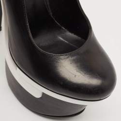 Versace Black/White Leather Triple Platform Pumps Size 35