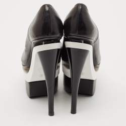 Versace Black/White Leather Triple Platform Pumps Size 35