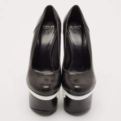 Versace Black/White Leather Triple Platform Pumps Size 35