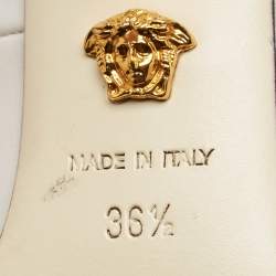 Pre Owned Versace White Leather Medusa Pointed Toe Pumps Size 36.5