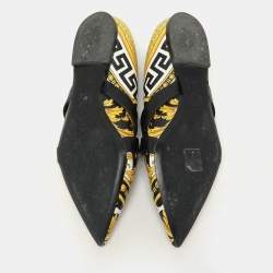 Versace Yellow/Black Leather Savage Wild Barocco Ballet Flats Size 38