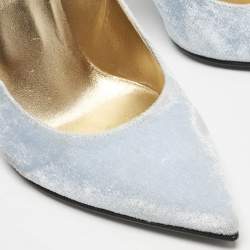 Versace Blue Velvet Pointed Toe  Pumps Size 39.5