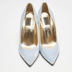 Versace Blue Velvet Pointed Toe  Pumps Size 39.5