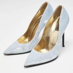 Versace Blue Velvet Pointed Toe  Pumps Size 39.5