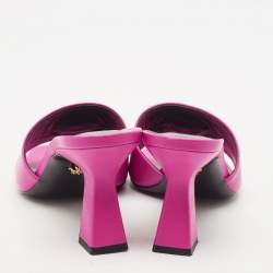 Versace Pink Leather Medusa Slide Sandals Size 38