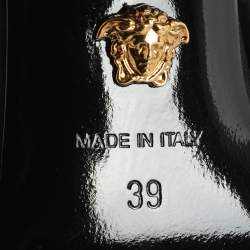 Pre Owned Versace Black Crystal Embellished Satin Medusa Slingback Pumps Size 39