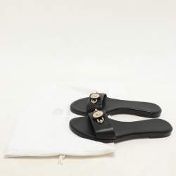 Versace Black Leather Medusa Flat Slides Size 37