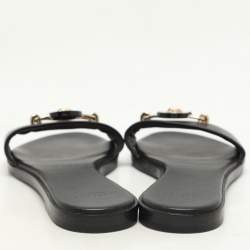 Versace Black Leather Medusa Flat Slides Size 37