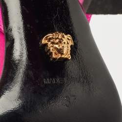 Versace Pink Satin Medusa Chain Ankle Strap Sandals Size 37