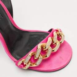 Versace Pink Satin Medusa Chain Ankle Strap Sandals Size 37