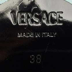 Versace Mint Green Satin Medusa Biggie Platform Mules Size 38